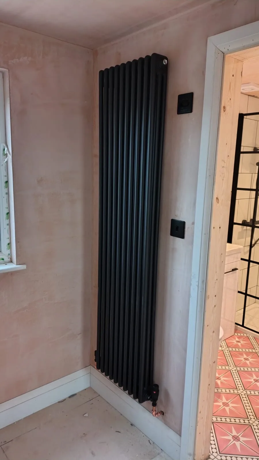 Patterned-floor shower-room installation, project photograph 4 of 4