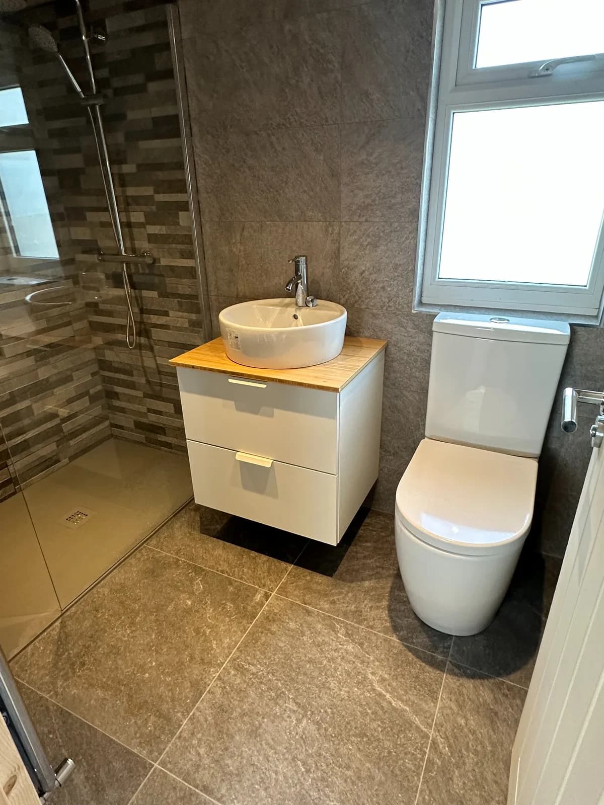 Wood-finish bathroom installation, project photograph 2 of 5