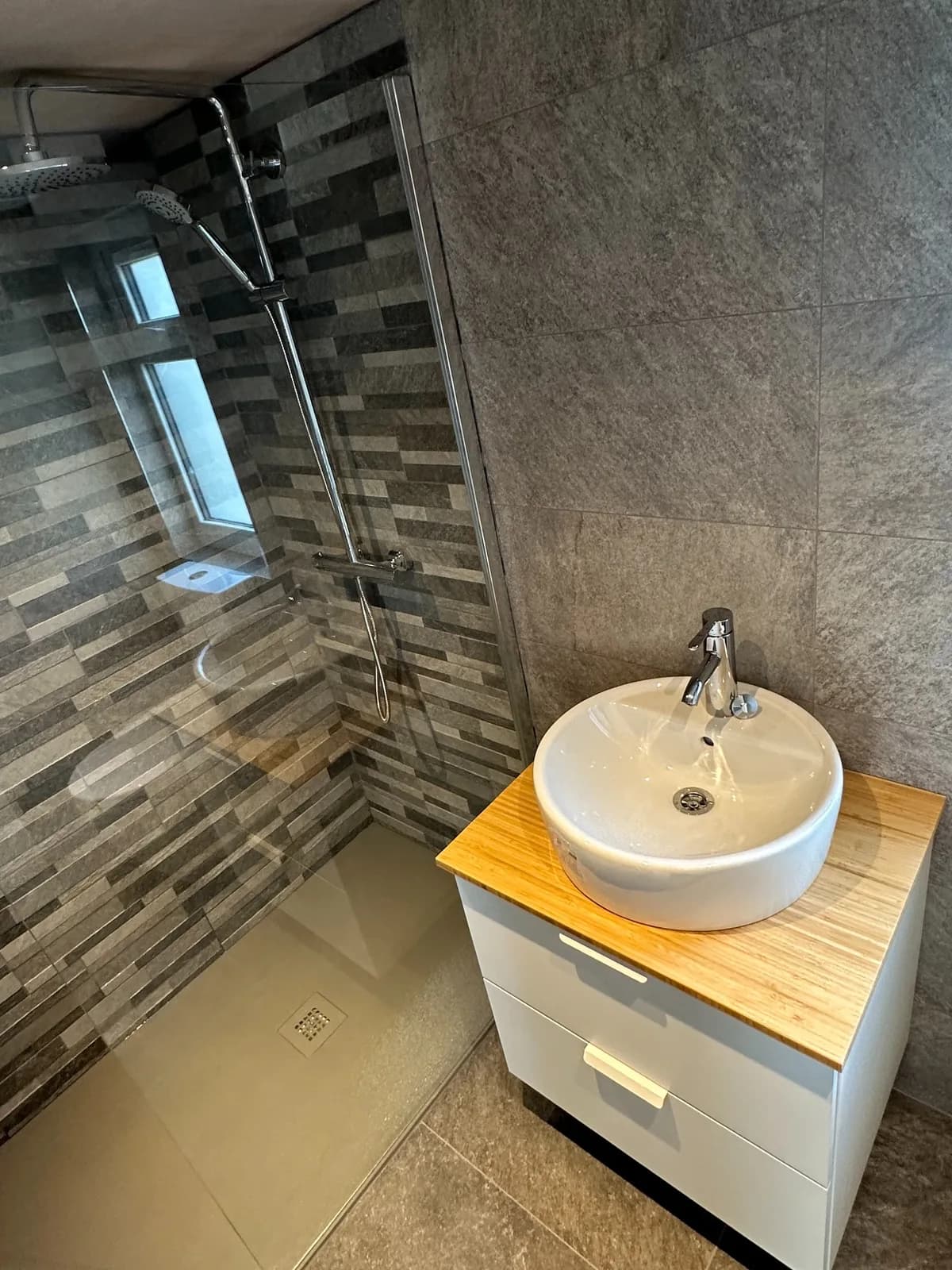 Wood-finish bathroom installation, project photograph 3 of 5