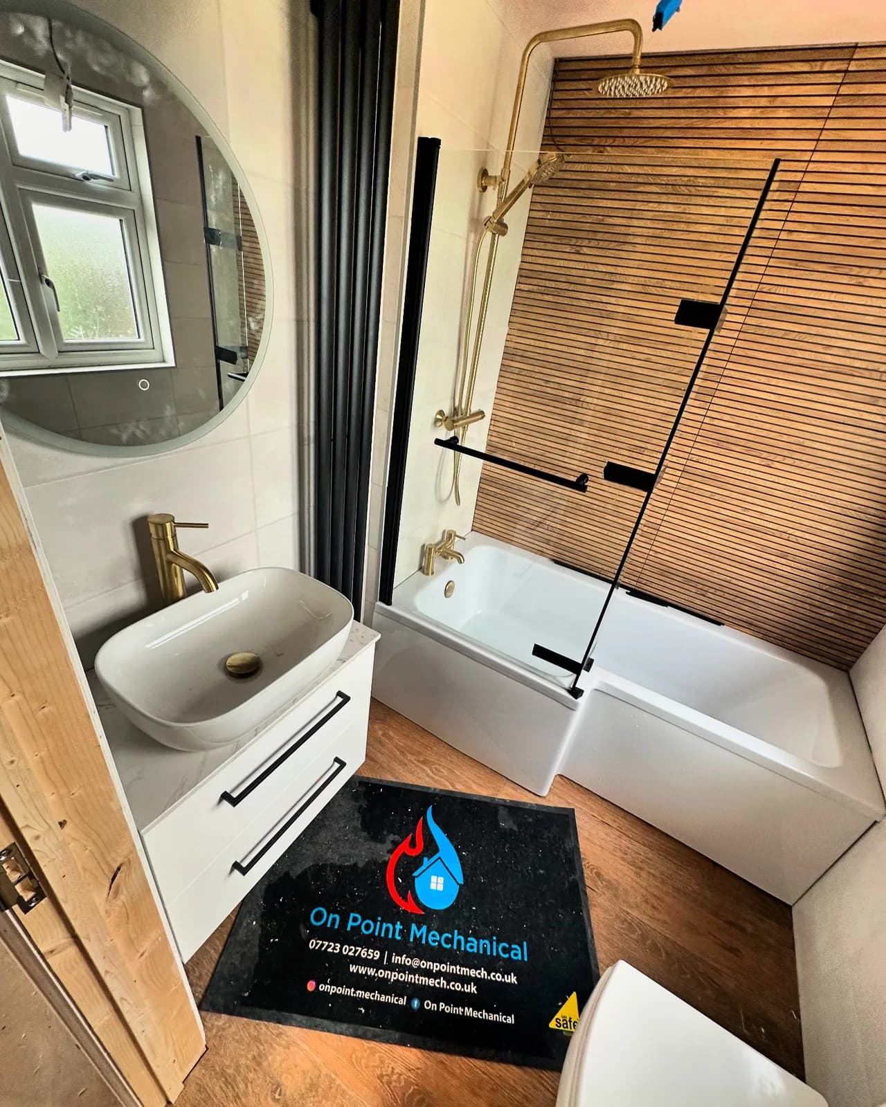 Wood-finish bathroom installation, project photograph 5 of 5